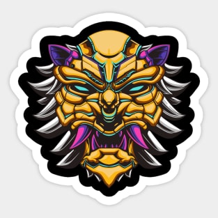 mecha tiger robot mask illustration Sticker